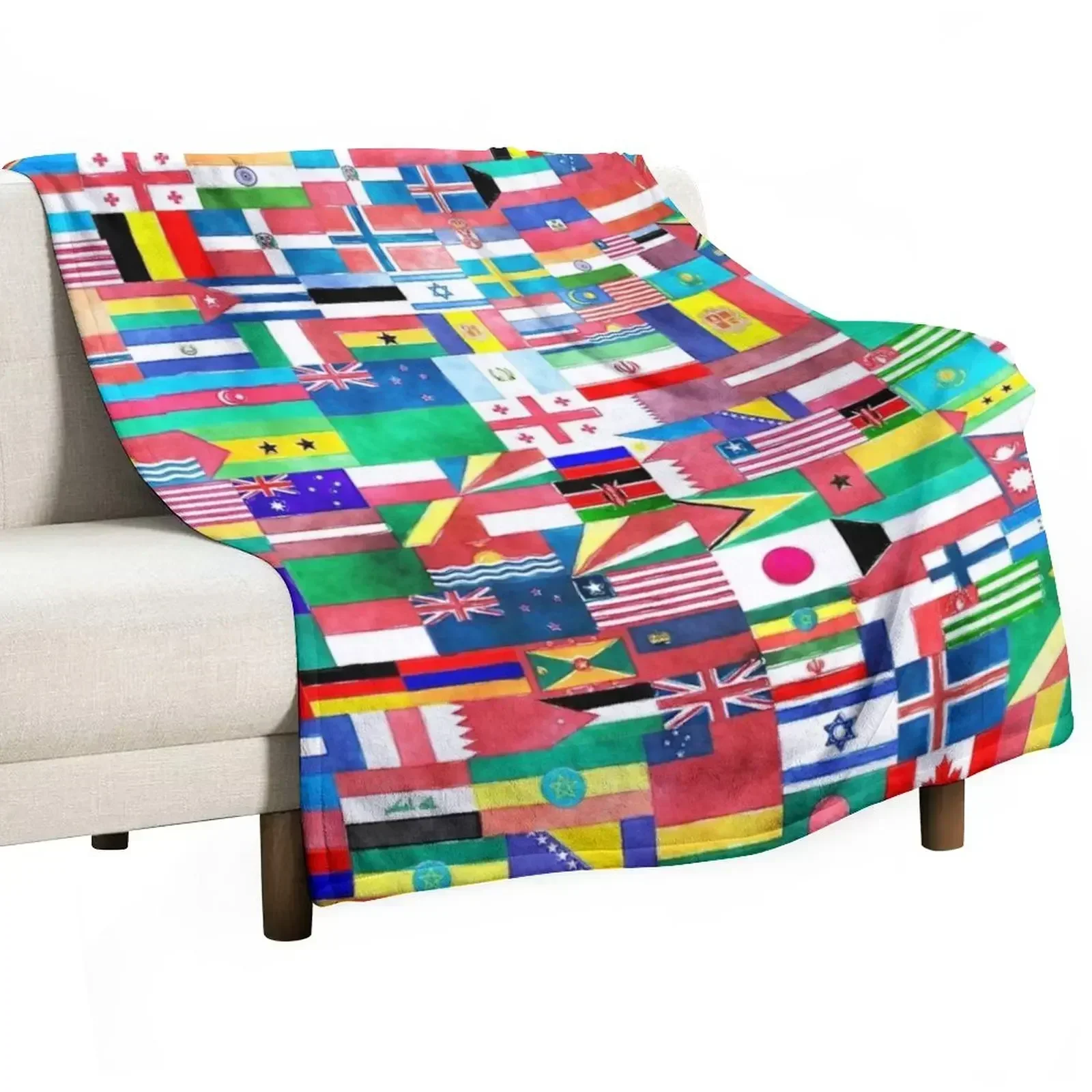 

World of Flags Throw Blanket Multi Purpose Soft Warm Blanket for Home Travel