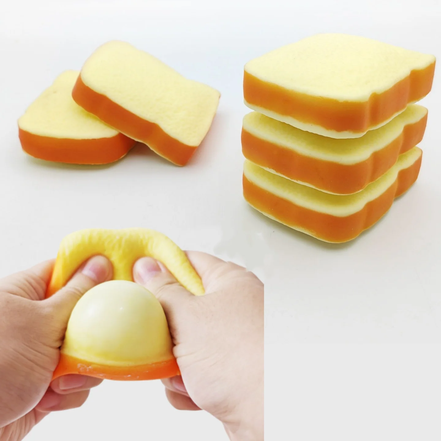 Squishy Toy Bread Slice Toast Simulation Food Creative Fun Rebound Kneading Vent Stress Relief Music Home Office Desk Gift
