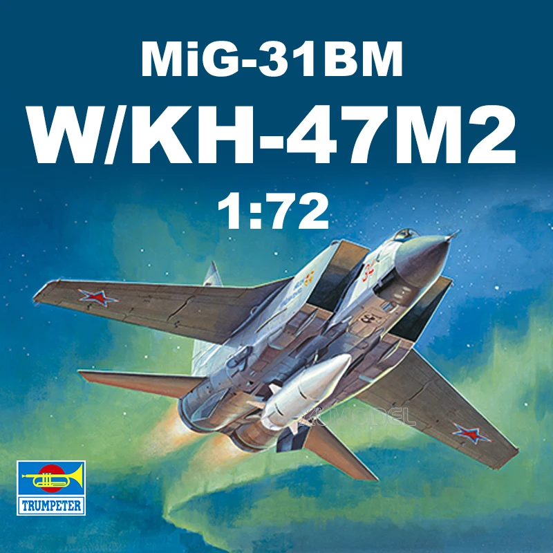 Trumpeter 01697 MiG-31BM w/KH-47M2 1/72 Militaire Gemonteerd Schaalmodel Kit DIY Speelgoed, Collectie Verjaardagscadeau