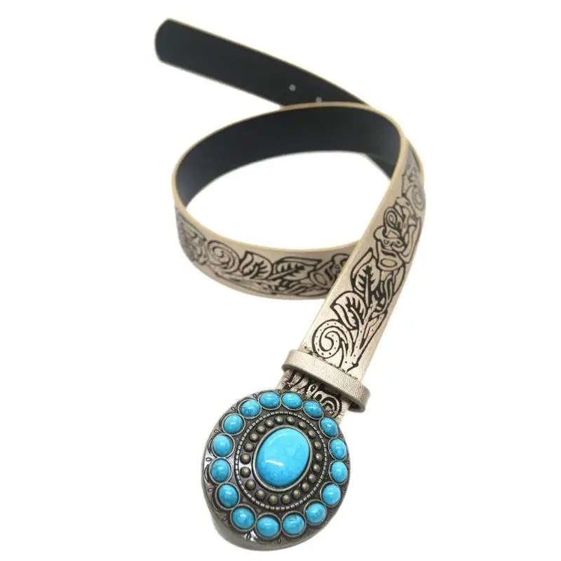 

39BD Unisex Punk Waist Belt for Daily Costume Embossed Waist Belt Body Jewelry