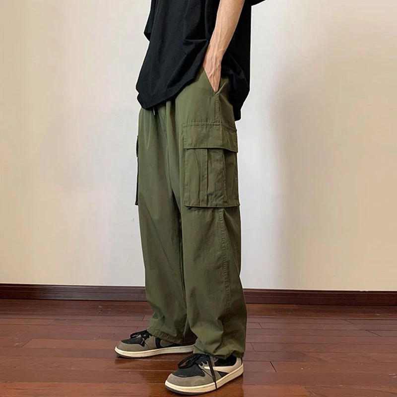 

plus Size 300 Pou Japanese Sle Work Pants Men's Summer Thin High Street Trendy Casual Long Pants Multi kets Breathable