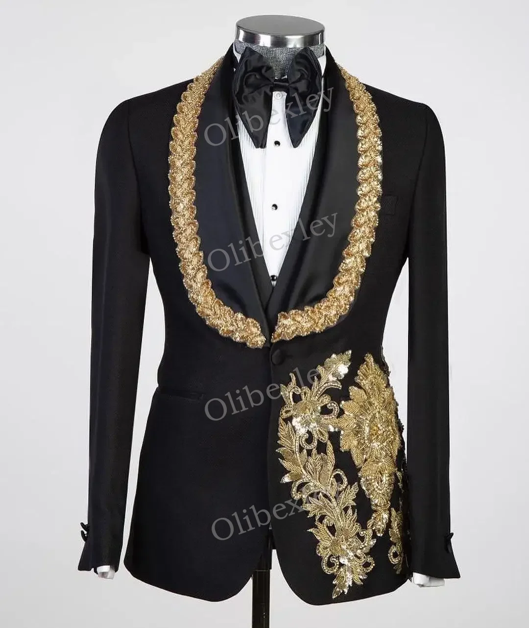 

Роскошные мужские костюмы Elegante, комплект из 2 предметов с цветочной вышивкой на одной пуговице, приталенные смокинги для свадьбы, жениха, делового ужина, выпускного вечера