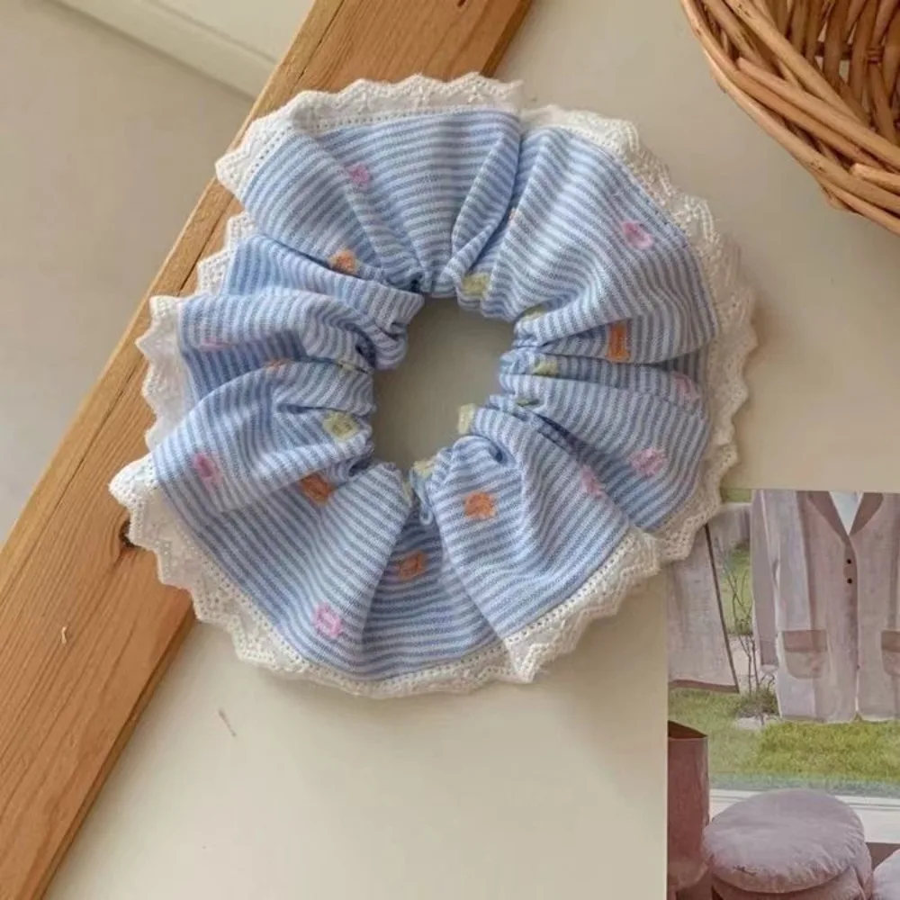 1/2 قطعة الكورية البولكا نقطة مخطط Scrunchies الأمعاء الغليظة عقال لطيف الدانتيل الأزرق الأصفر الشعر حزمة كلية الفتيات الحلو Headwe