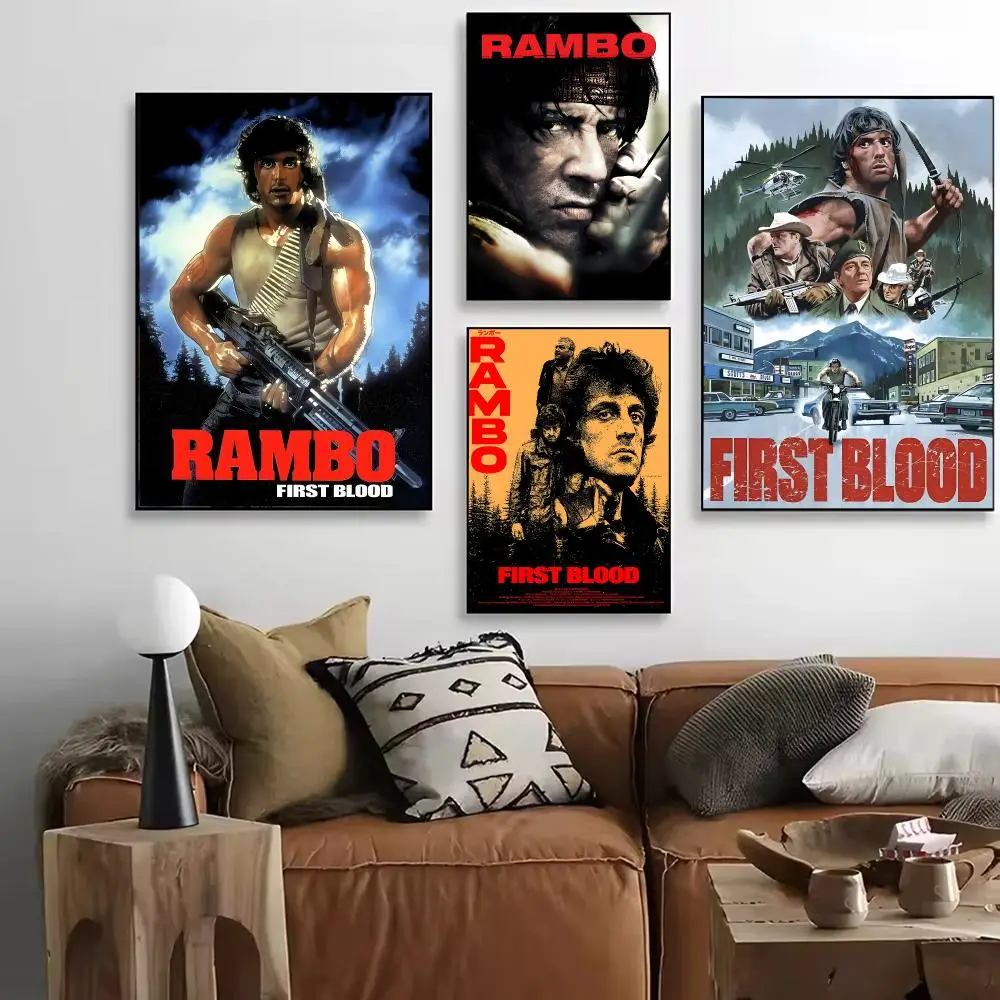 Rambo First Blood Poster HD Art Retro Self-adhesive DIY Room Home Living Room Club Wall Decor Gift