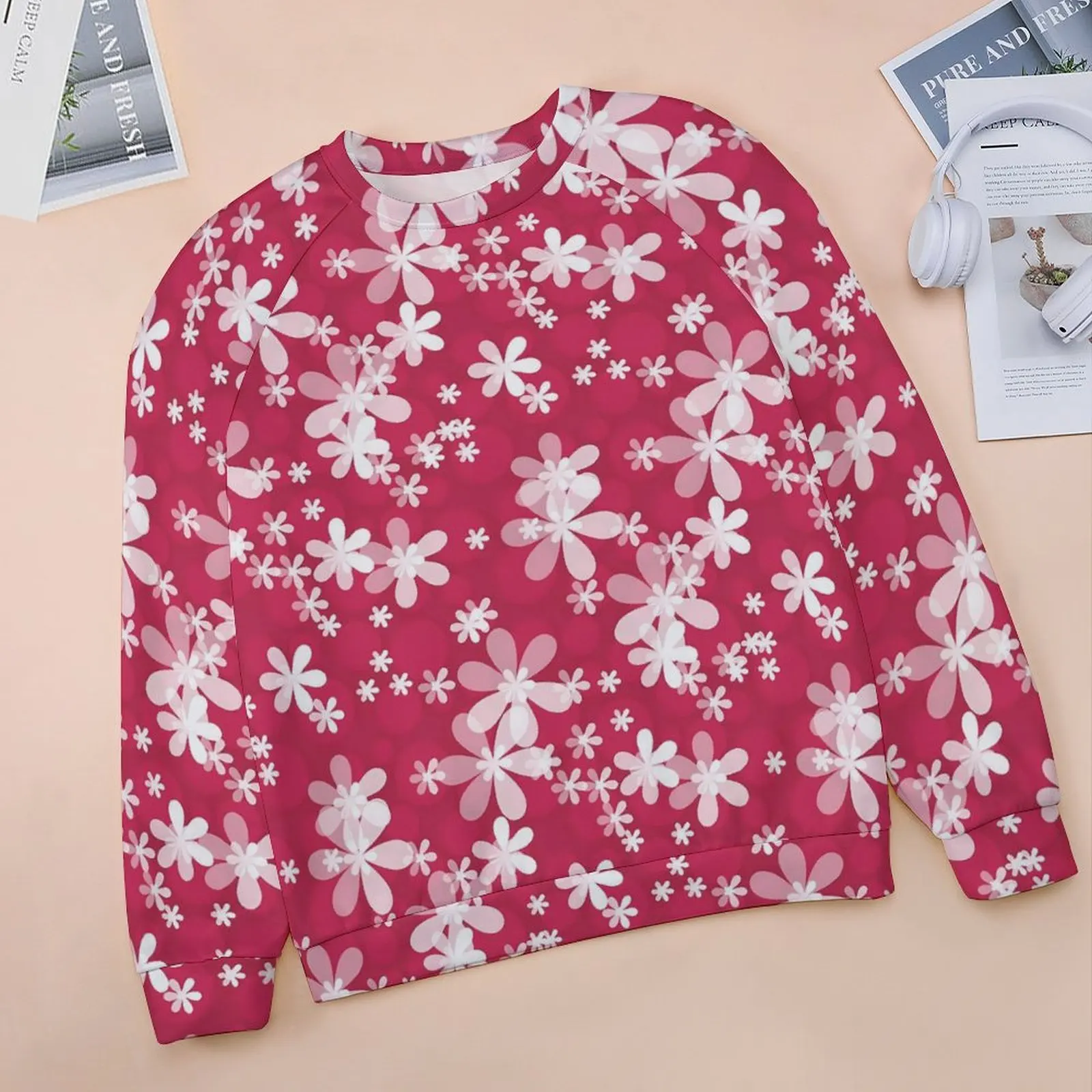 Retro Flower Hoodies Female Long Sleeve White Daisies Kawaii Casual Hoodie Cheap Street Style Oversize Custom Sweatshirts