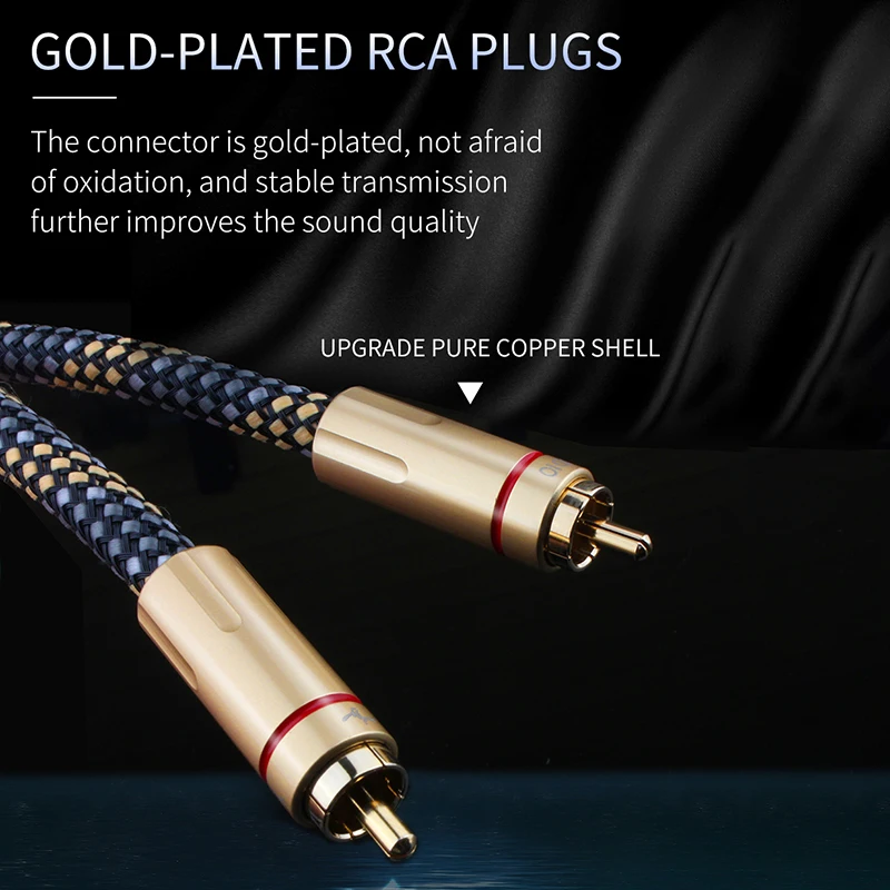 Hifi Rca To Rca Audio Cable Dolby Atmos 5.1 Channel 75Ω Premium SPDIF For TV Amplifier Subwoofer Male To Male Coaxial Rca Cable