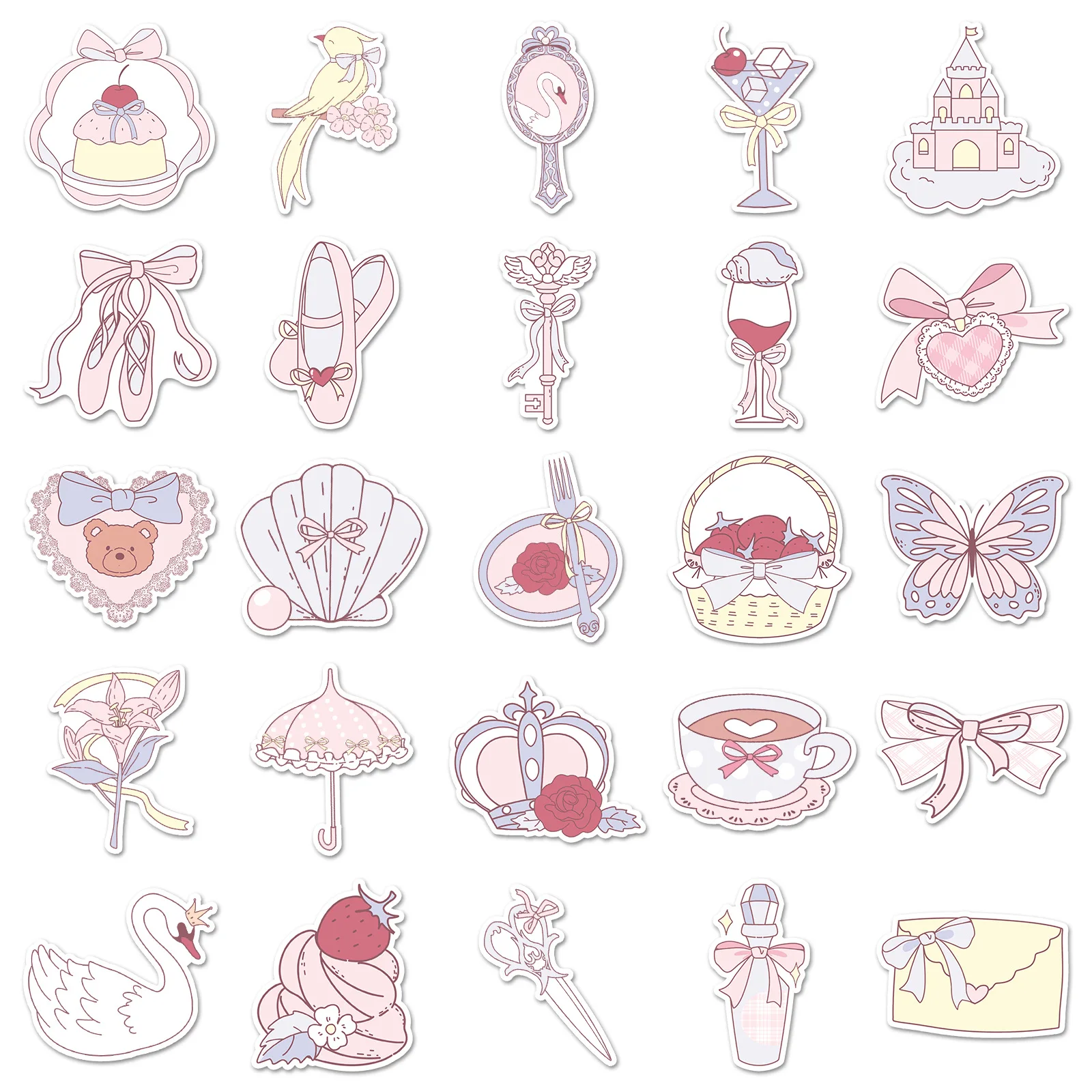 50 قطعة من ملصقات Balletcore Aesthetic Girl - ملصقات تزيين DIY للأمتعة والكمبيوتر المحمول وحافظة الهاتف iPad المقاومة للماء لعبة الأطفال