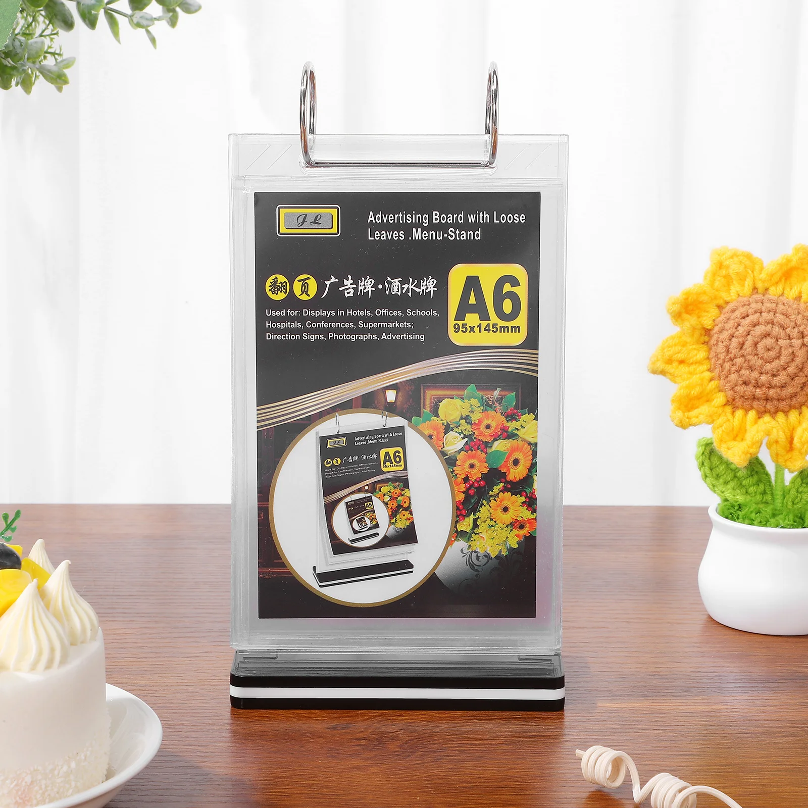 

A6 PVC Menu Display Holder Desktop Stand for Restaurants Bars Coffee Shops Event Catering Service Menu Display Stand