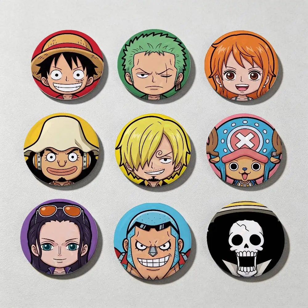 ONE PIECE LUFFY ZORO Laser Diamond Texture Button Pins Tinplate Brooches Cartoon Creative Badge For Backpack Clothes Decor