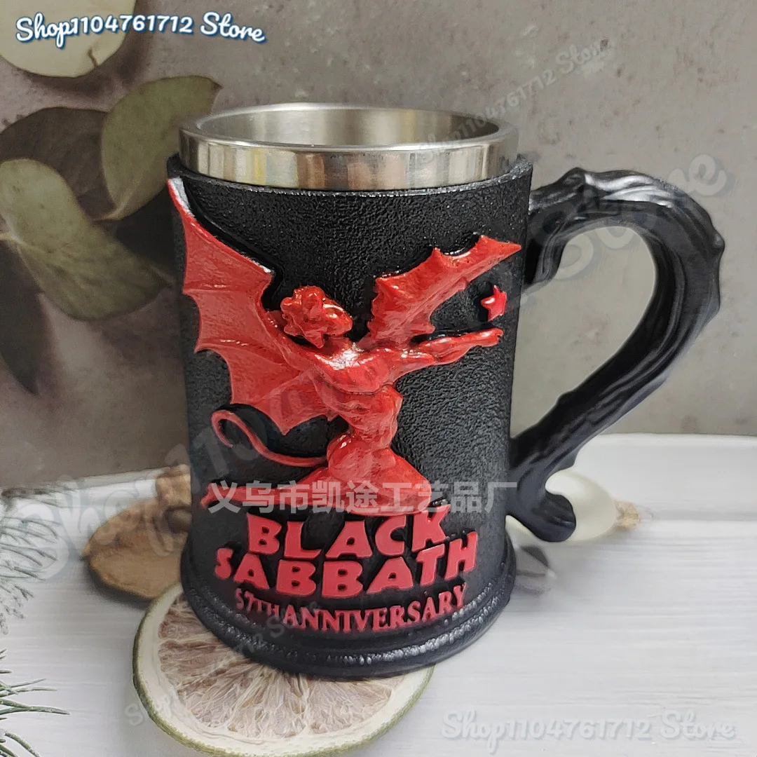 

Black Sabbath 57th Anniversary Mug Stainless Steel Coffee Mug Creative Desktop Decoration Ornament for Rock Fans&Mug Collectors