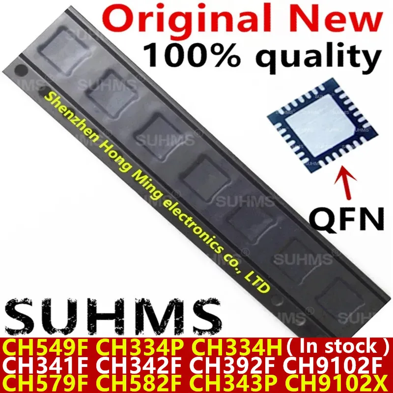 (5 piezas) 100% nuevo CH341F CH342F CH392F CH549F CH579F CH582F CH343P CH334H CH334P CH9102F CH9102X QFN-28 QFN-24 QFN-16 Chipset