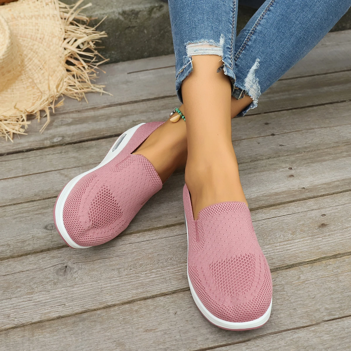 Women Sneakers New Mesh Breathable Loafers Shoes for Women Solid Color Summer Walking Casual Sneakers Women Zapatos De Mujer