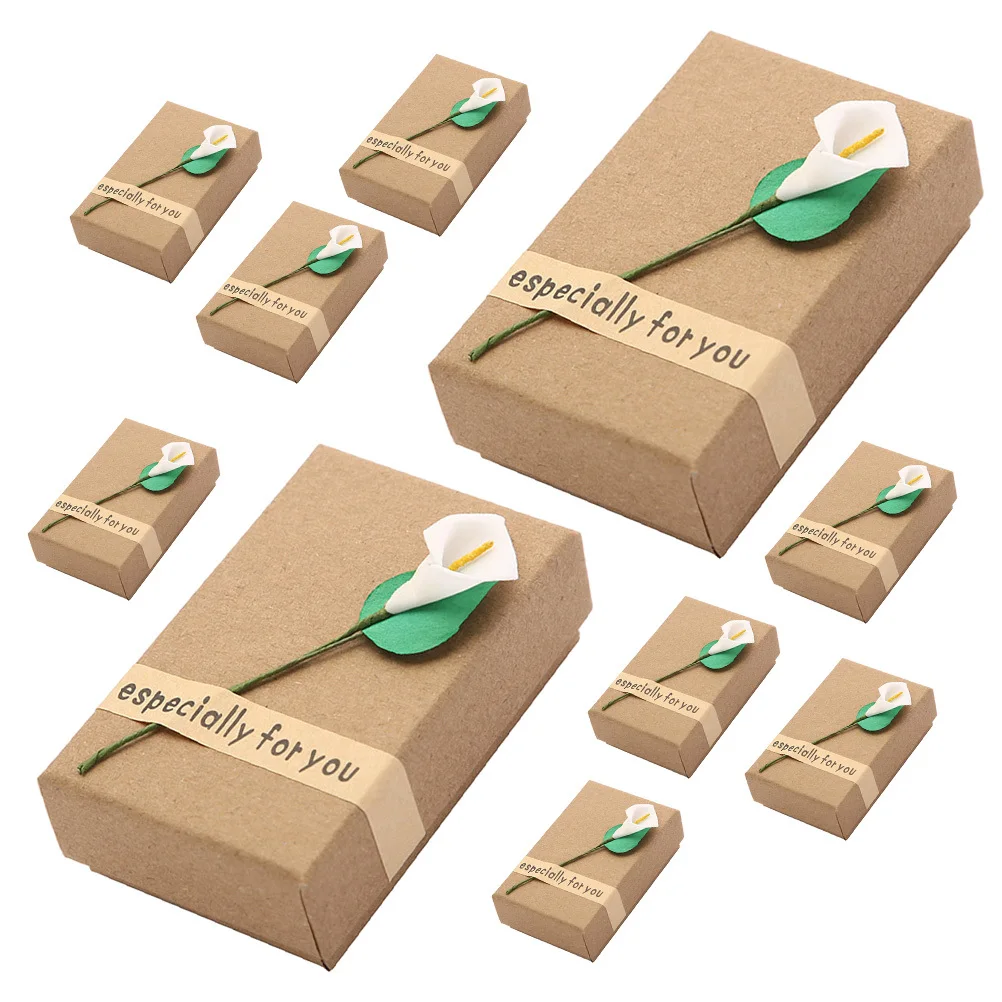 10Pcs Vintage Jewelry Packaging Boxes PU Paper Small Necklace Earring Holder Gift Storage Necklace Box Small Box for Proposal