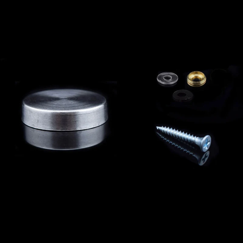 Nuevo 200 Uds. 304 clavos publicitarios de acero inoxidable espejo de cristal decoración de uñas tapas de cubierta + anillo de cobre + cuña de goma + tornillos