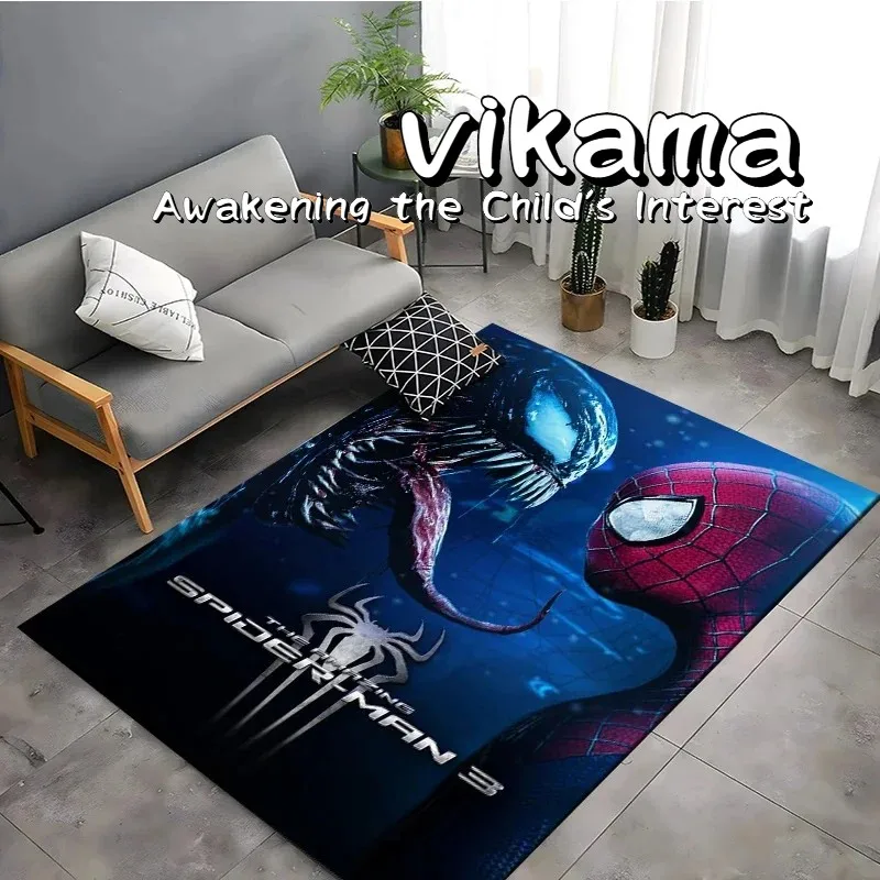 VIKAMA American Hero Spider Crystal Velvet Cartoon Decorative Carpet Bedroom Bedside Sofa Non-slip Machine Washable