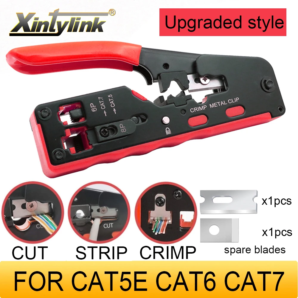 CAT5 CAT6 CAT6A CAT7 CAT8 Crimping Pliers multitool rj45 crimper network tool stripper cutter ethernet cable clamp lan kit strip