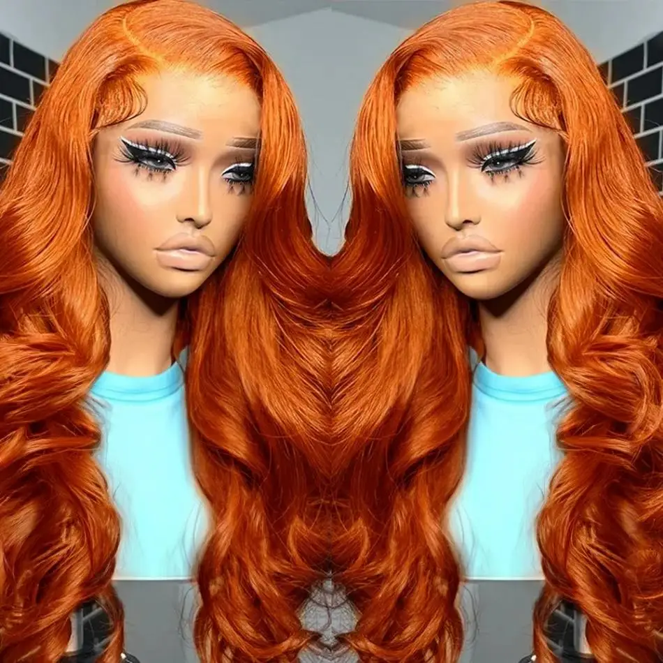 

Ginger Colored HD Lace Frontal Wig 13x6 13x4 Human Hair Body Wave 30 34 Inch PrePlucked Brazilian Wigs For Women Lace Front Wig