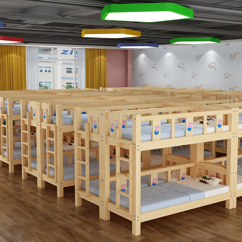 

Kindergarten nap on and off the bed Bunk bed Solid wood lunch rest on and off the bunk bed Primary school students