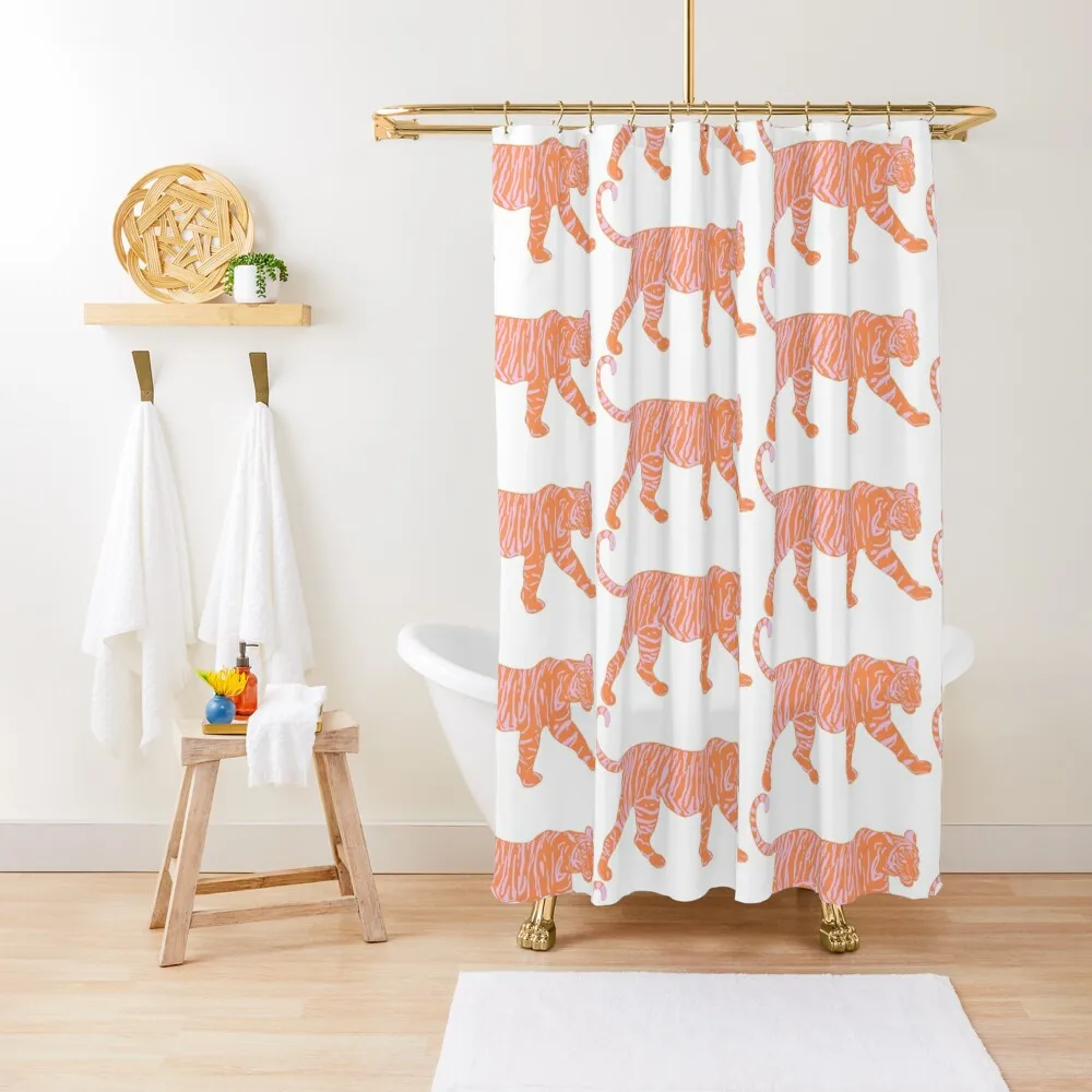 

Orange and Pink Tiger Shower Curtain Modern Showers For Bathroom Bath Curtain