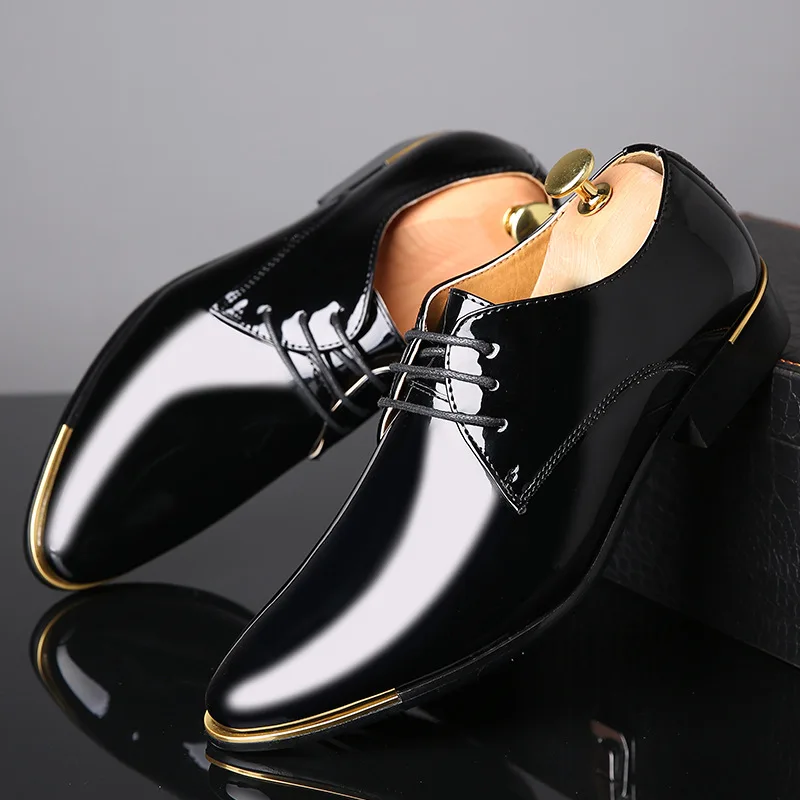 Italian Luxury Men\'s Shoes Oxford Quality Patent Leather White Wedding Size 38-48 Black Leather Soft Man Dress Formal Shoe Male