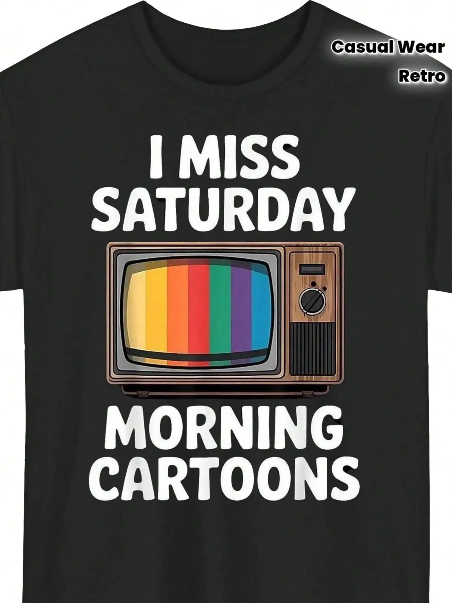 Nostalgic 80s Saturday Morning Cartoon Theme-Shirt - Vintage 80s TV Show Print, Suitable Everyday Wear And Themed Parties