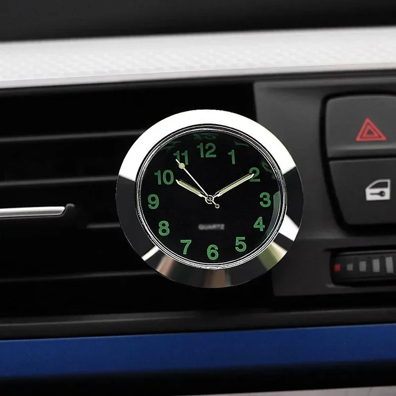 Auto Car Clock Dashboard Interior Quartz Watch With double-sided tape Air Vent Analog Chrome Metal Clip Exhaust