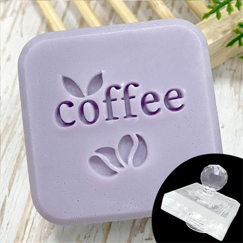 Acrylic Coffee Beer Soap Stamp Handmade Crafts Soaps Seal English Letters for DIY Making Chapter Unique Soap Stamps N84C