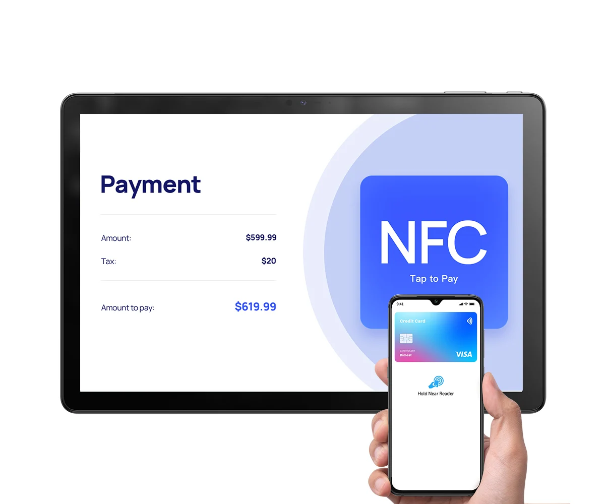 

Инновационный передний NFC-планшет, два USB-порта, POS-монитор с сенсорным экраном, 6200 мАч, большой аккумулятор, планшет для заказа в ресторане
