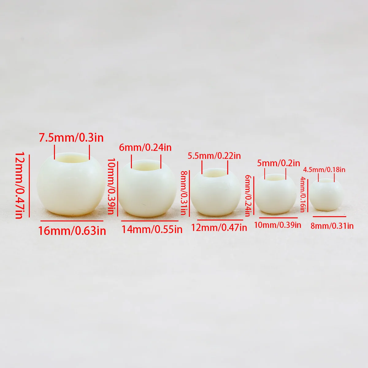 8-16mm Off-white Solid Round Plastic Beads for Making Diy Jewellery Accessories Such As Bracelets Necklaces and Key Rings