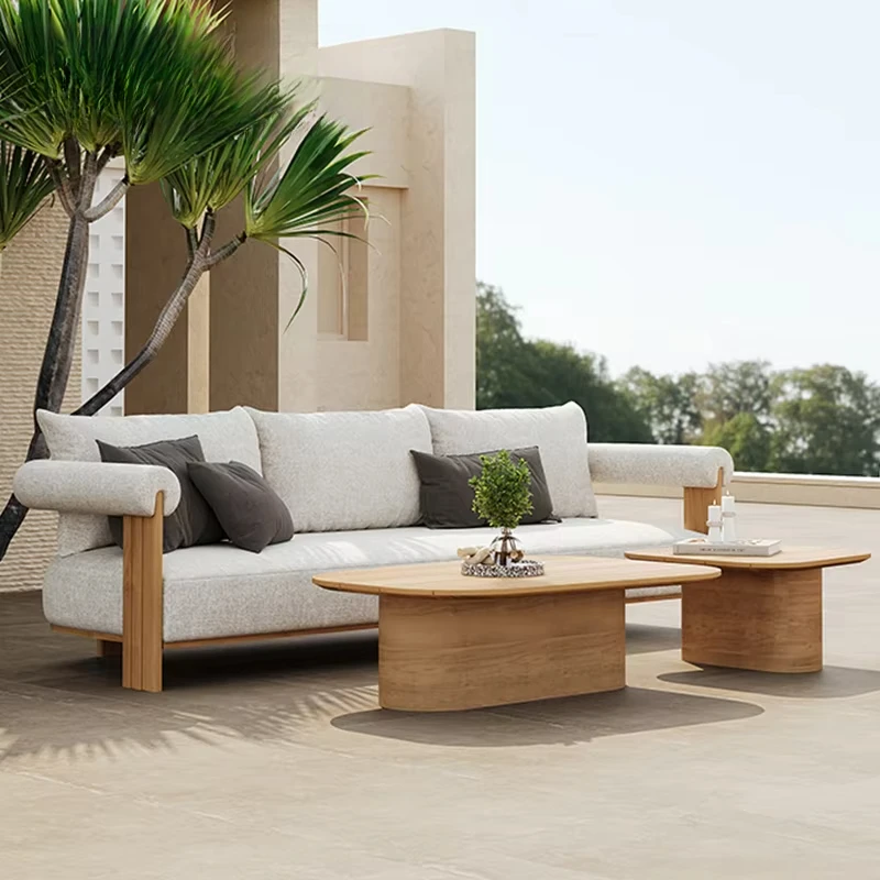 

Poolside Outdoor Luxury Couches Outdoor Sofa Teak Wood Patio Furniture Set
