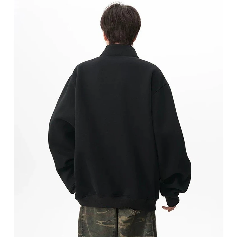 2026 Autumn New Unisex Half Zip Stand Collar Sweatshirt Loose Deconstructed Spliced Plaid Pullover Trendy Casual Long Sleeve Top