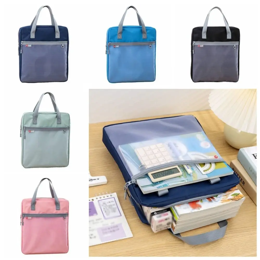 

Lightweight Portable Book Storage Bag Handheld Waterproof Art Storage Bag Large Capacity Zipper A4 File Organizer for Students