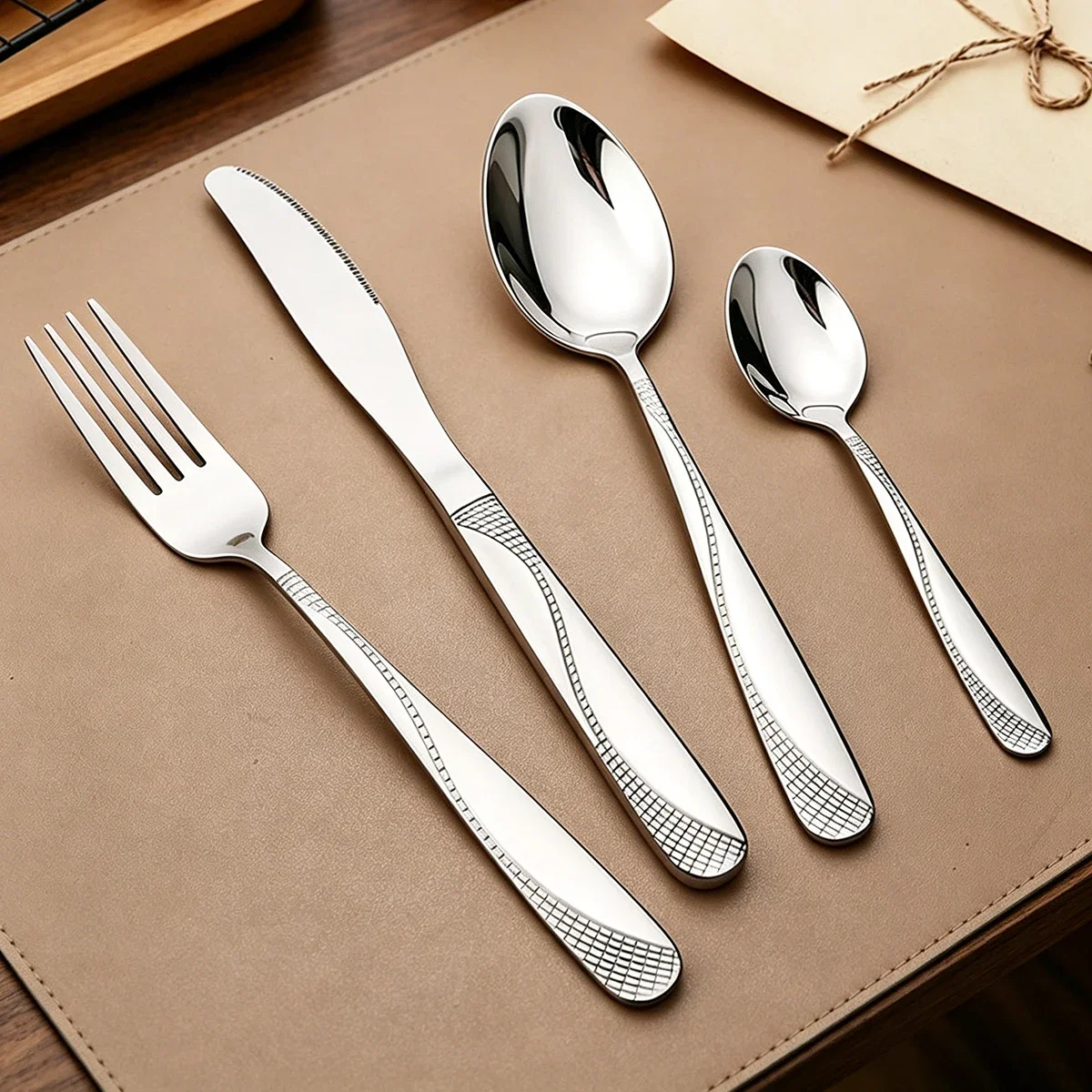 4pcs Creative Silver Dinnerware Set Western Knife Fork Coffee Spoon Cutlery Set Stainless Steel Party Kitchen Dining Flatware