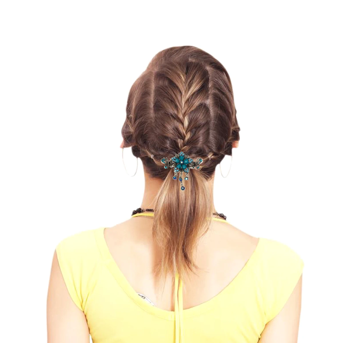 

Vintage Hairpins for Braids Ponytail Holders Jaw Clip Beads Accessories Roses Girls Hair Clip Navy Blue Durable Gifts