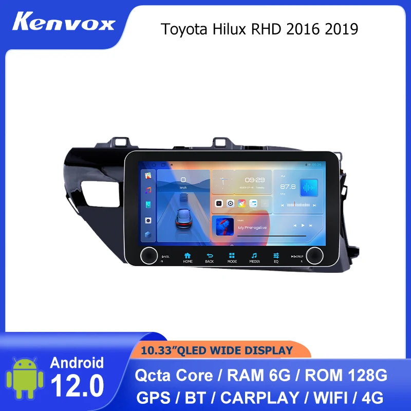 

10.33" WIDE QLED 2 din Android Car radio For Toyota Hilux RHD 2016 2019 Multimedia GPS Navigation Autoradio video head unit