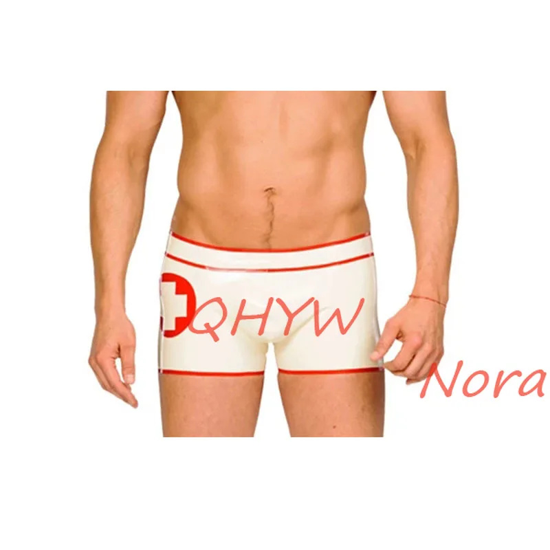 

White Latex Rubber Hotpants Nurse Shorts Underwear Handmade for Men Wear