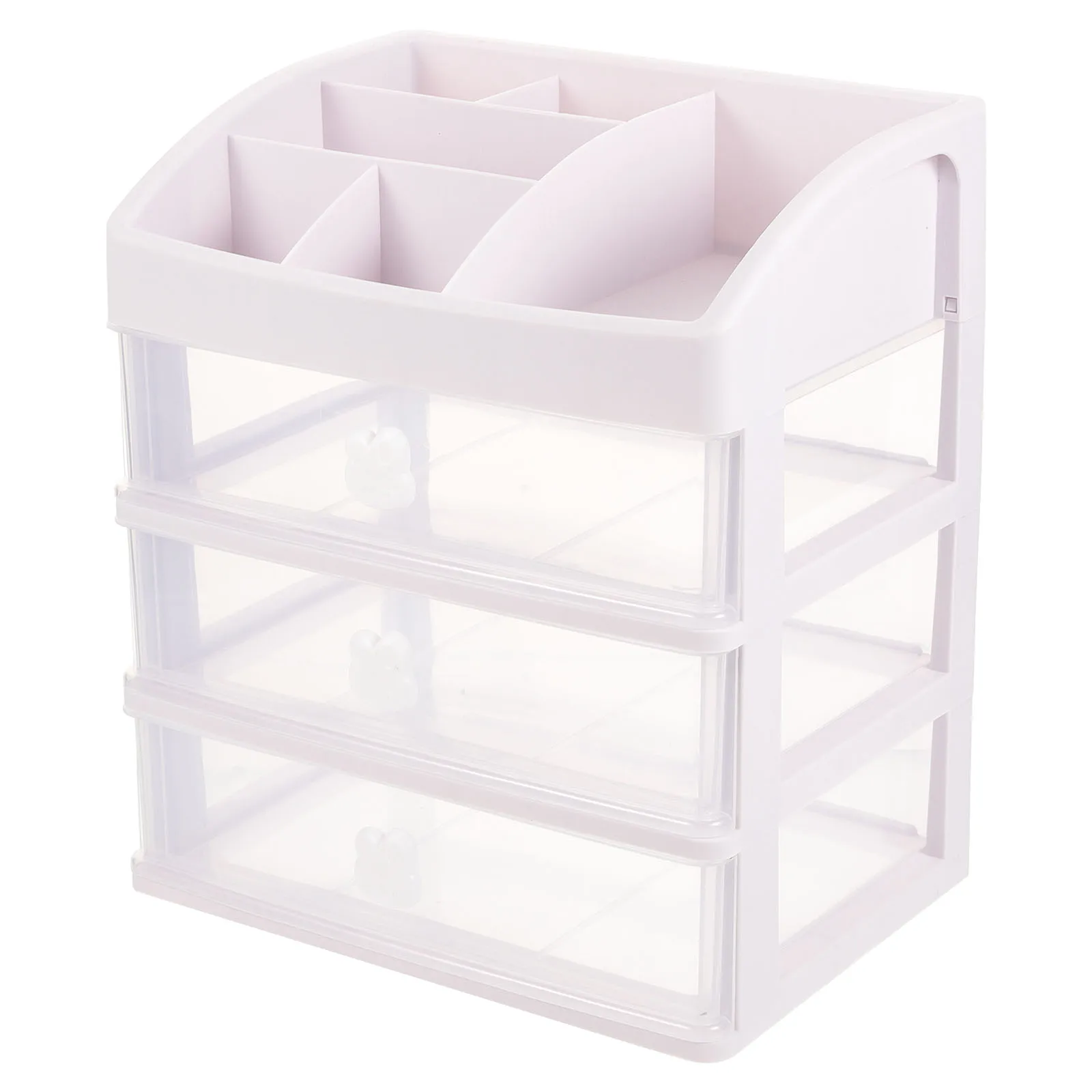 

Cartoon Storage Box White 4 Layers Rabbit Handle Desk Organizer Makeup Case Kawaii Decor Storage Container Office Supplies