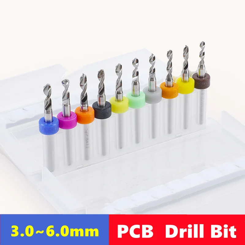 Broca de carburo de piezas para placa de circuito PCB, Mini juego de brocas de 3,0-6,0mm, 1/8(3.175mm), perforación plástica, 1 unidad