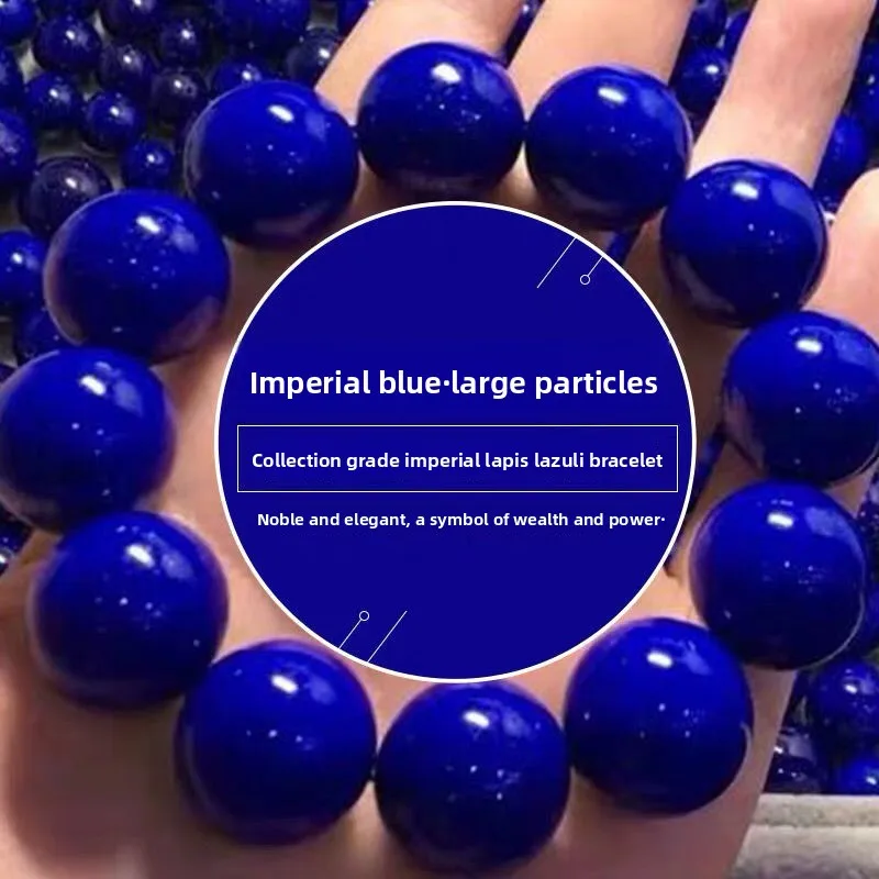 Collector Grade Natural Afghan Lapis Lazuli Bracelet, No White No Gold Imperial Blue, 108 Prayer Beads Unisex Jewelry
