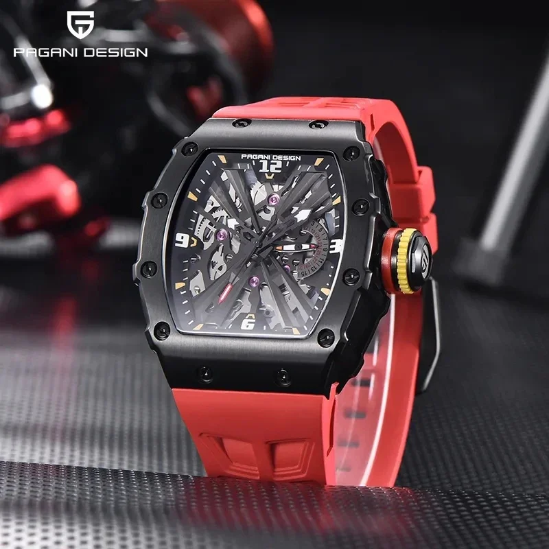 PAGANI DESIGN 42 MM Men's Skeleton Quartz Watch Japan VH65 Sapphire Glass Stainless Steel 50M Waterproof Wristwatches PD1738 New