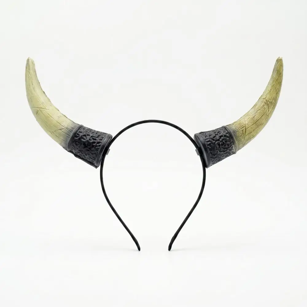 Pu Halloween Horns Headband Ox Horn Viking Cosplay Hairband Stage Performance Props Headpiece Halloween Hair Hoop