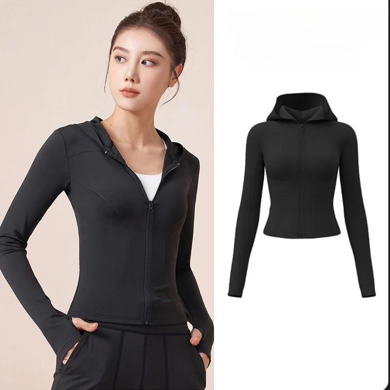 2026 Spring and Summer New Women's Hooded Yoga Jacket Cycling Jacket Breathable Windproof Fitness Zipper Top Slim-fit Hoodie