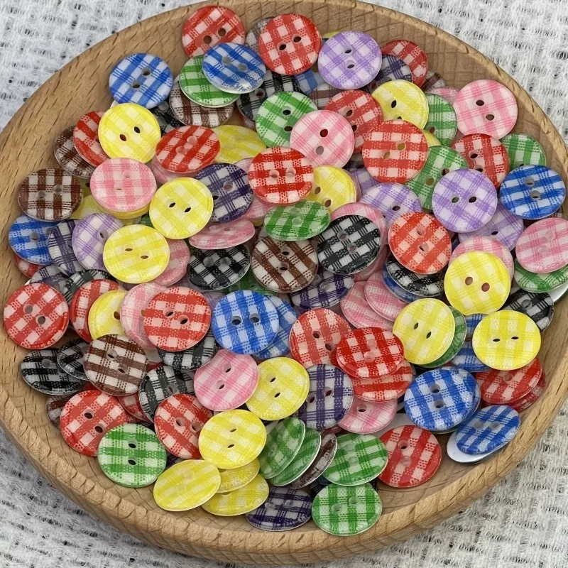 Jelly Button Mixed Color Plaid Resin DIY Decorative Button Shirt Baby Handmade Cute Button Handmade Accessories