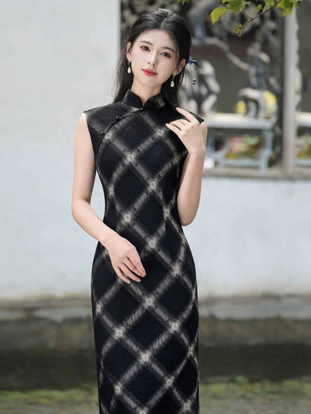 

Классическое китайское платье-миди для молодых женщин, летнее, винтажное, из полиэстера и спандекса, повседневное.