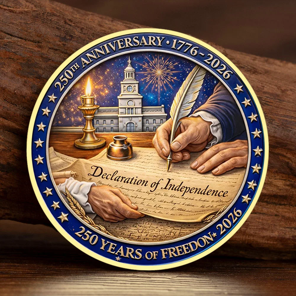1776-2026 250 Years of Freedom Gold Plated Collection Coin Declaration of Independence  Commemorative Coin