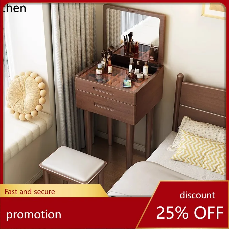 

CZ solid wood dressing table for small spaces, simple bedroom mini all-solid wood makeup table, ultra-narrow makeup table
