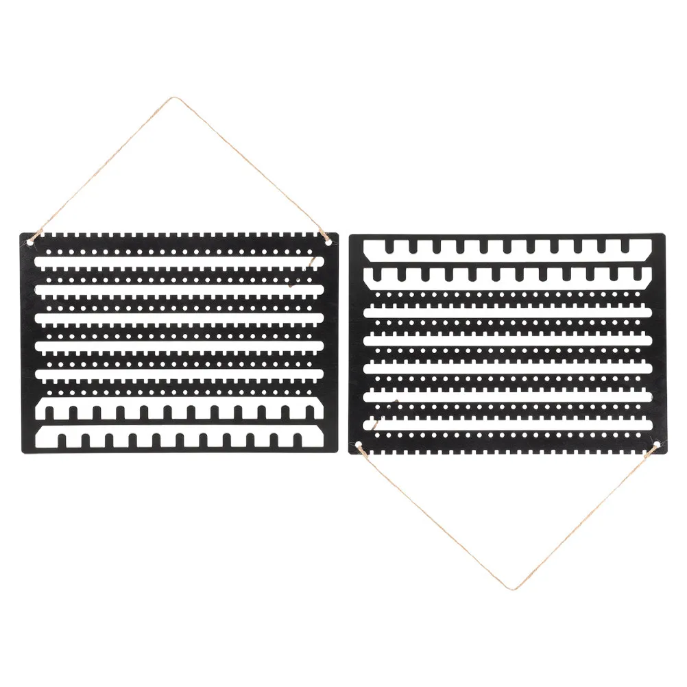 

2Pcs Wooden Jewelry Storage Rack Wall Mounted Organizer Hanging Holder for Earrings Necklaces Bracelets Keychains Rustic Display