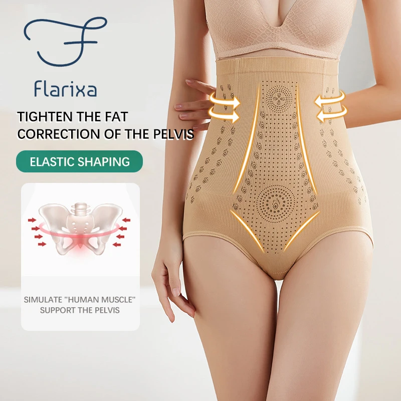 Flarixa Seamless Women\'s Panties High Waist Flat Belly Panties Body Shaping Underwear Comfort Postpartum Abdominal Pants Briefs