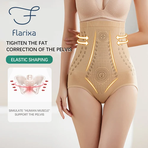 Imagen 2 del producto Flarixa-bragas sin costuras para mujer, bragas de cintura alta con vientre plano, ropa interior moldeadora de cuerpo, pantalones abdominales posparto cómodos
