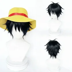High Quality Anime Monkey D. Luffy Cosplay Wig Short Black Heat Resistant Synthetic Hair Party Hallowen Wigs Party
